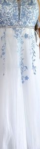 White and Blue embroidery Prom/Wedding dress